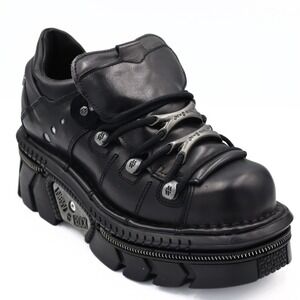 New Rock M-106-S1 Black Leather Platform Sneakers Gothic Punk Shoes EU 39